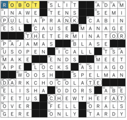 Answer grid for Los Angeles Times crossword 2/6/26 by Brian Callahan & Geoffrey Schorkopf